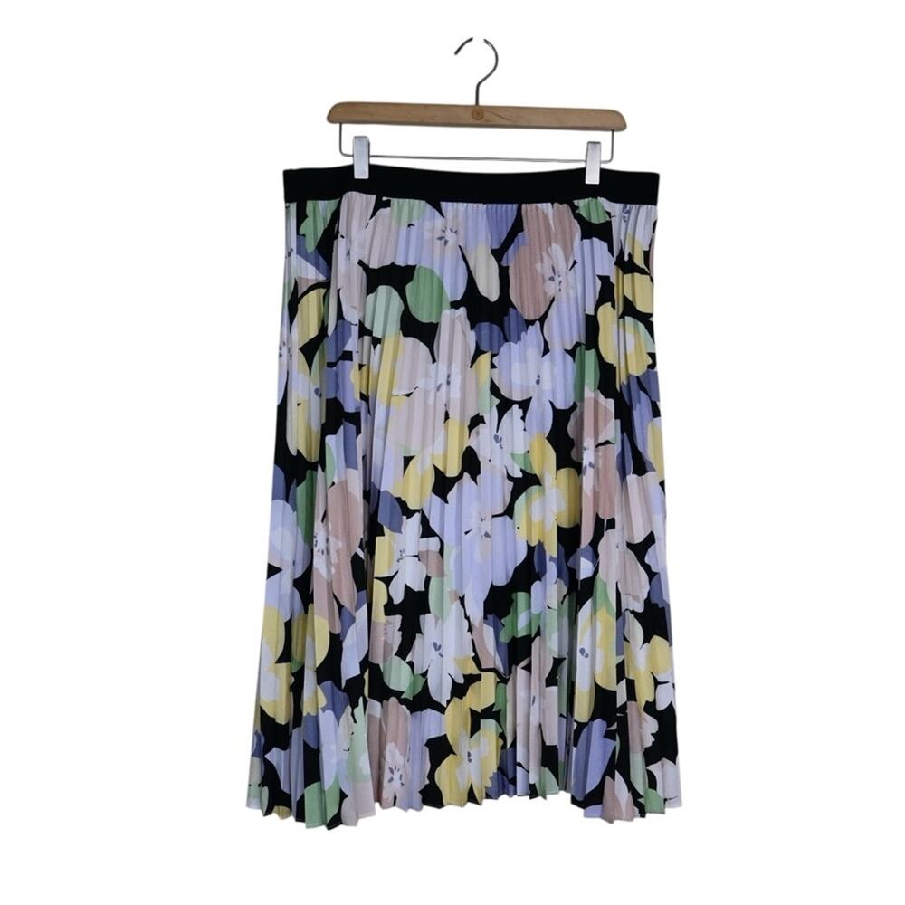 Calvin Klein Women's XL Pleated Lined Floral Midi Skirt